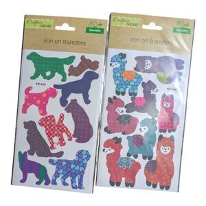 Crafter’s Square Iron-On Transfers Lot of 2 – Dog & Llama Designs